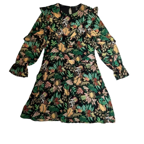 Maison Scotch Yeah Jungle Floral Print Dress Size Black/Green Size XS - Picture 9 of 13
